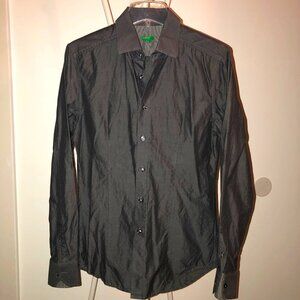 BENETTON MENS BUTTON-UP SHIRT GREY LONG SLEEVE 100% COTTON SIZE M NWOT